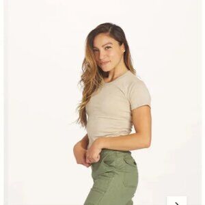 Paka Womens Beige Sustainable Alpaca & Pima Cotton T-Shirt M Minimalist Neutral